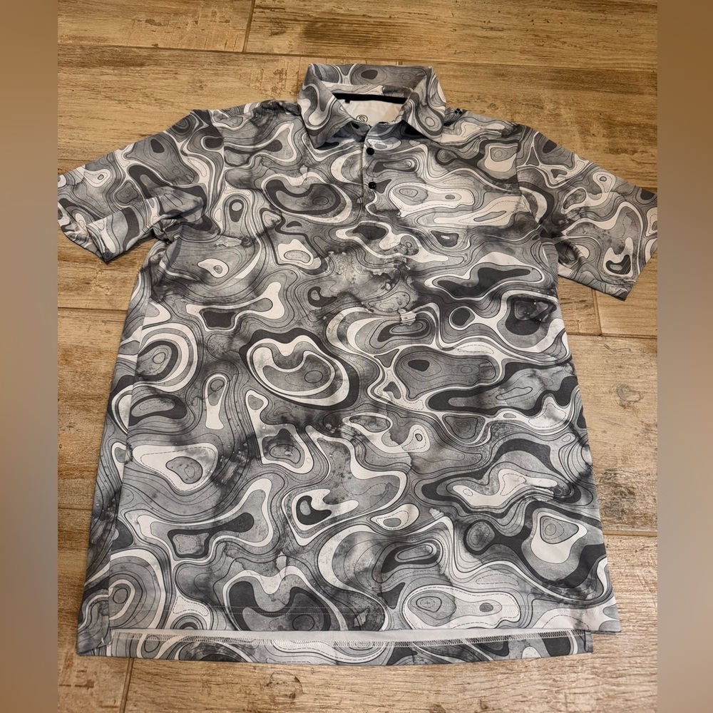Scales Men's Swirl Pattern Polo - Black and Gray